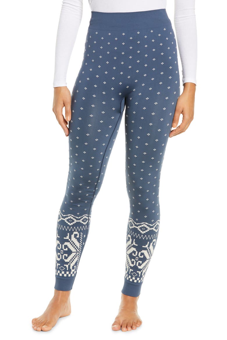 Betty Base Layer Leggings, Main, color, NORDIC BLUE FAIRISLE