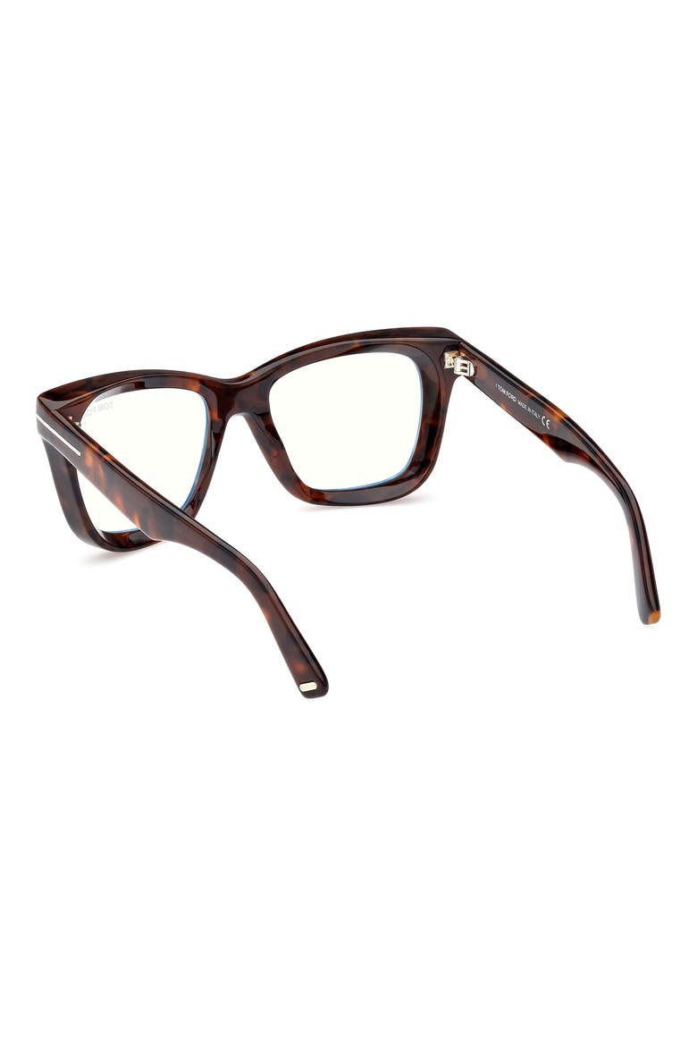 52mm Square Blue Light Blocking Glasses, Alternate, color, DARK HAVANA