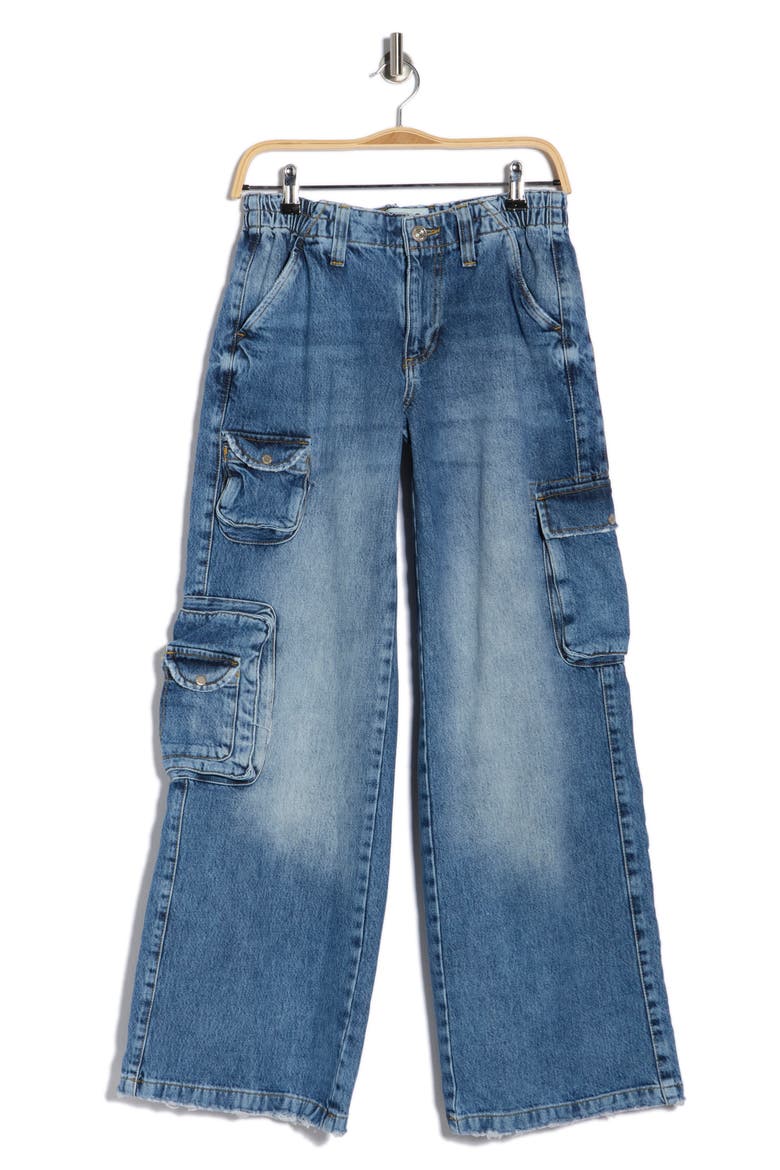 Cyber Y2K Denim Cargo Pants, Alternate, color, VINTAGE DENIM LIGHT