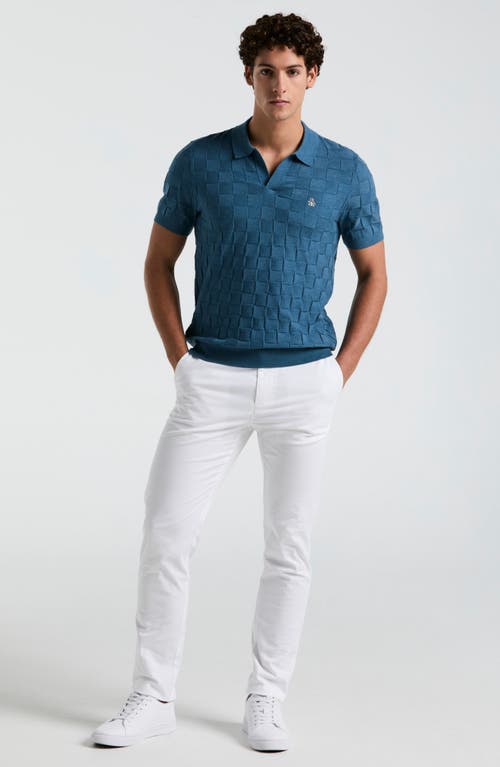 Original Penguin Jacquard Basketweave Johnny Collar Polo Sweater In Blue