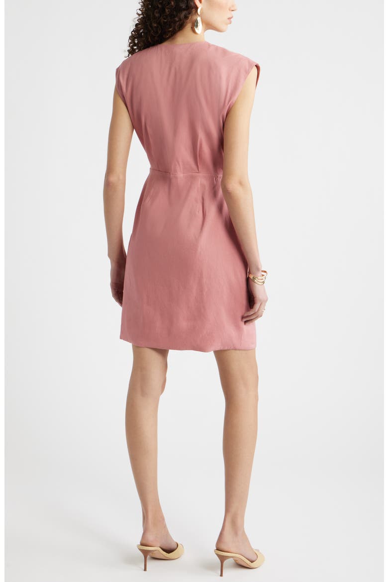 Linen Blend Wrap Dress, Alternate, color, PINK COMPACT