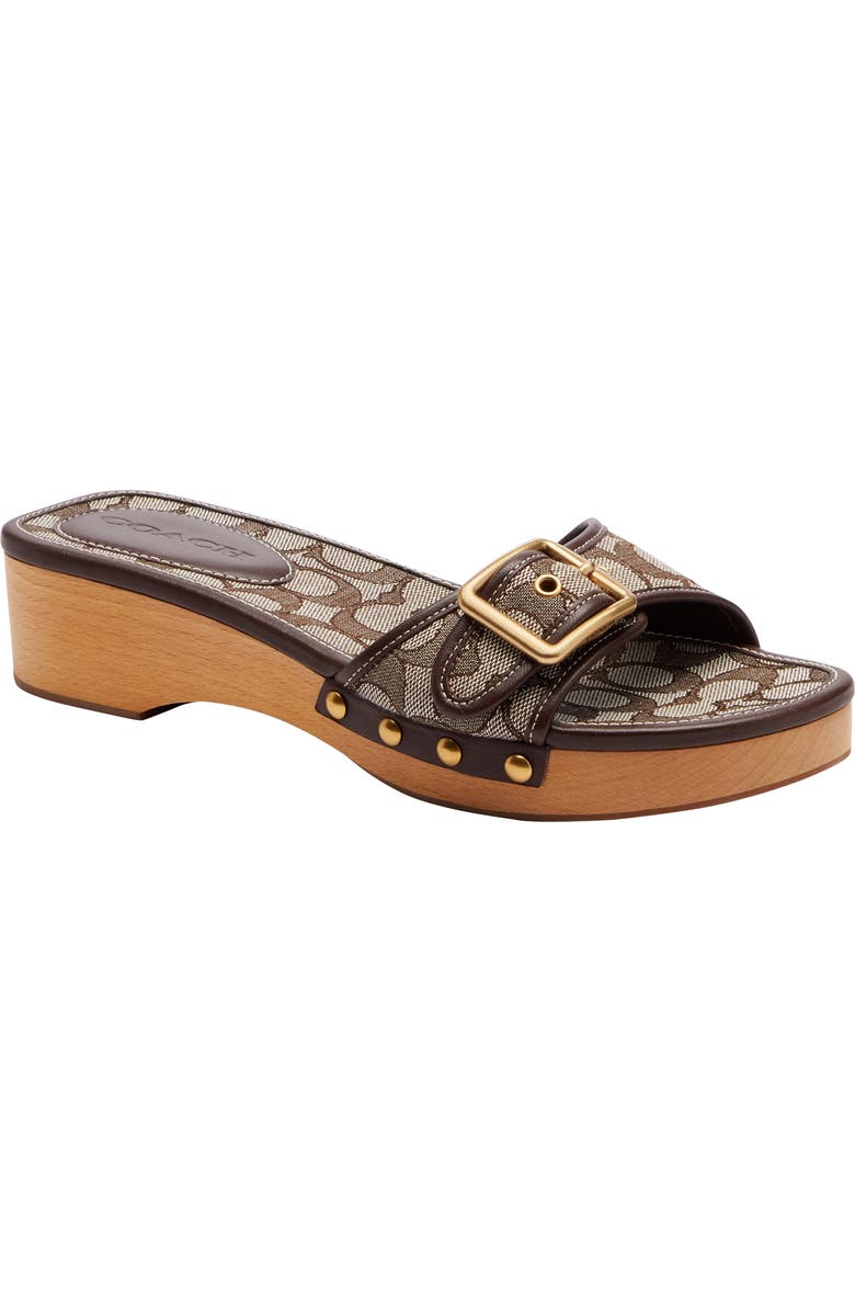 COACH Margot Signature Jacquard Slide Sandal, Main, color, Oak/ Maple