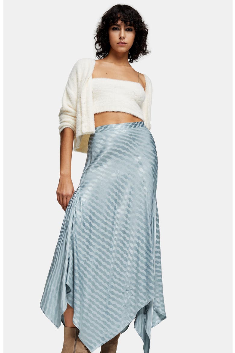 Jacquard Hanky Hem Skirt, Alternate, color, BLUE