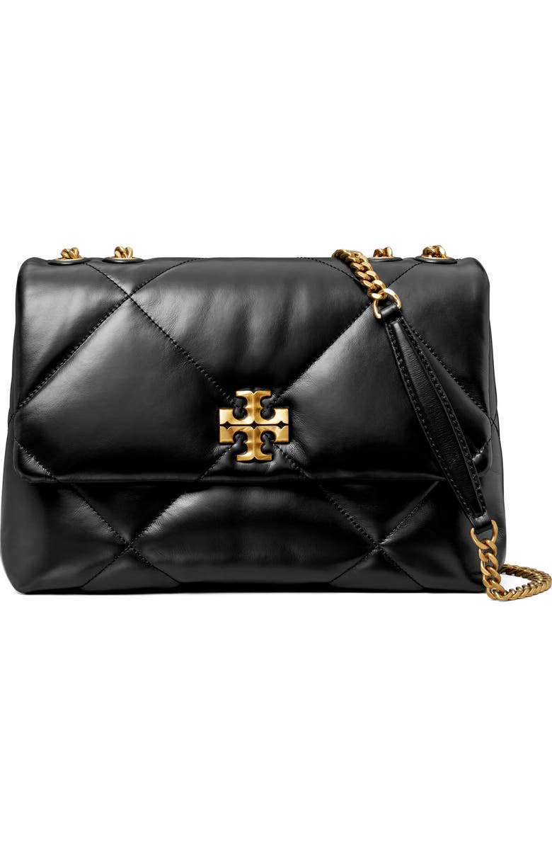 Tory Burch Kira Diamond Quilted Leather Convertible Shoulder Bag, Main, color, Black