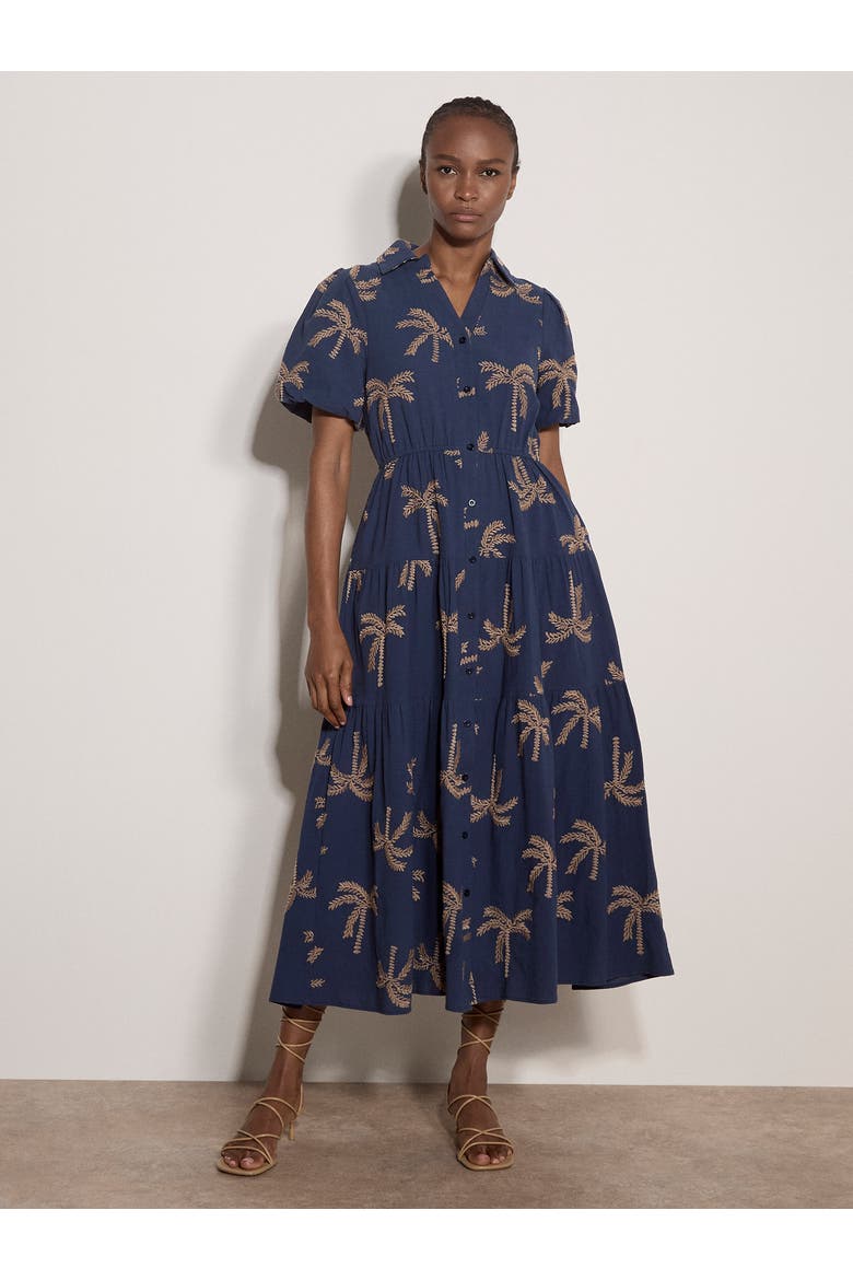 Embroidered Midaxi Dress, Main, color, Blue