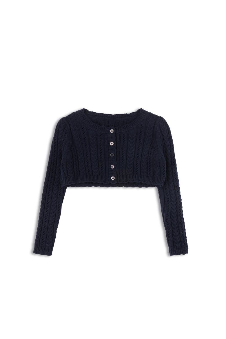 Looms Cable Pointelle Collection - Cardigan, Main, color, Navy