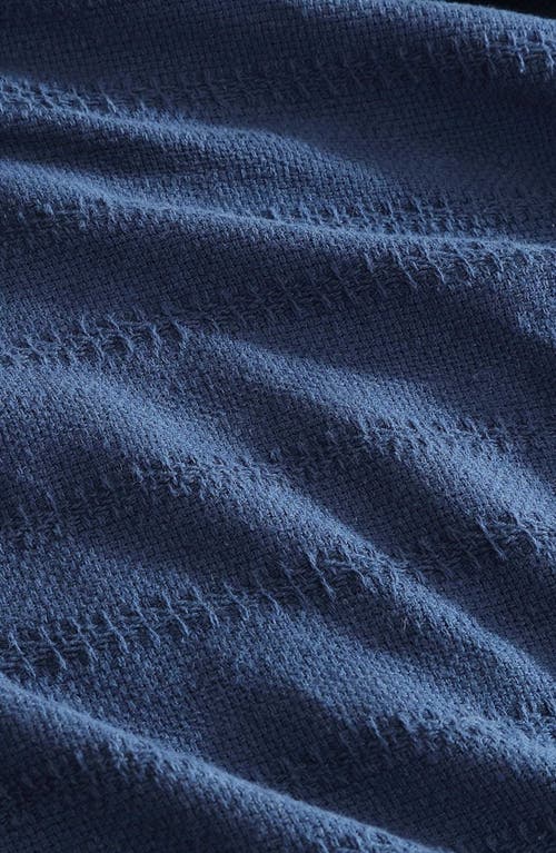 Eddie Bauer Variegated Weave Stripe Cotton Blanket In Dark Blue