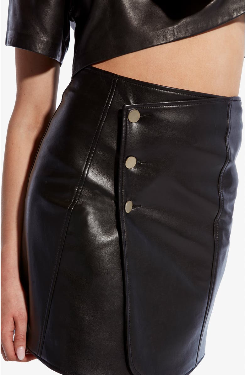 AS by DF Allison Recycled Leather Skirt, Alternate, color, Black