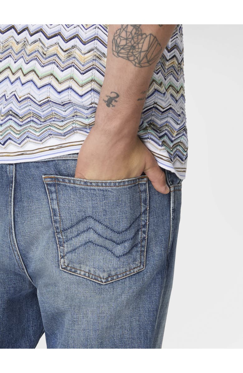 Missoni Five-pocket Cotton Denim Trousers With Zigzag Embroidery, Alternate, color, Beige& White
