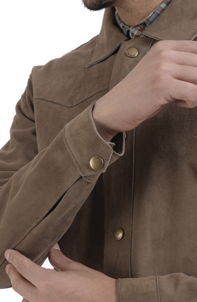 Frye Suede Long Sleeve Shacket, Alternate, color, Taupe