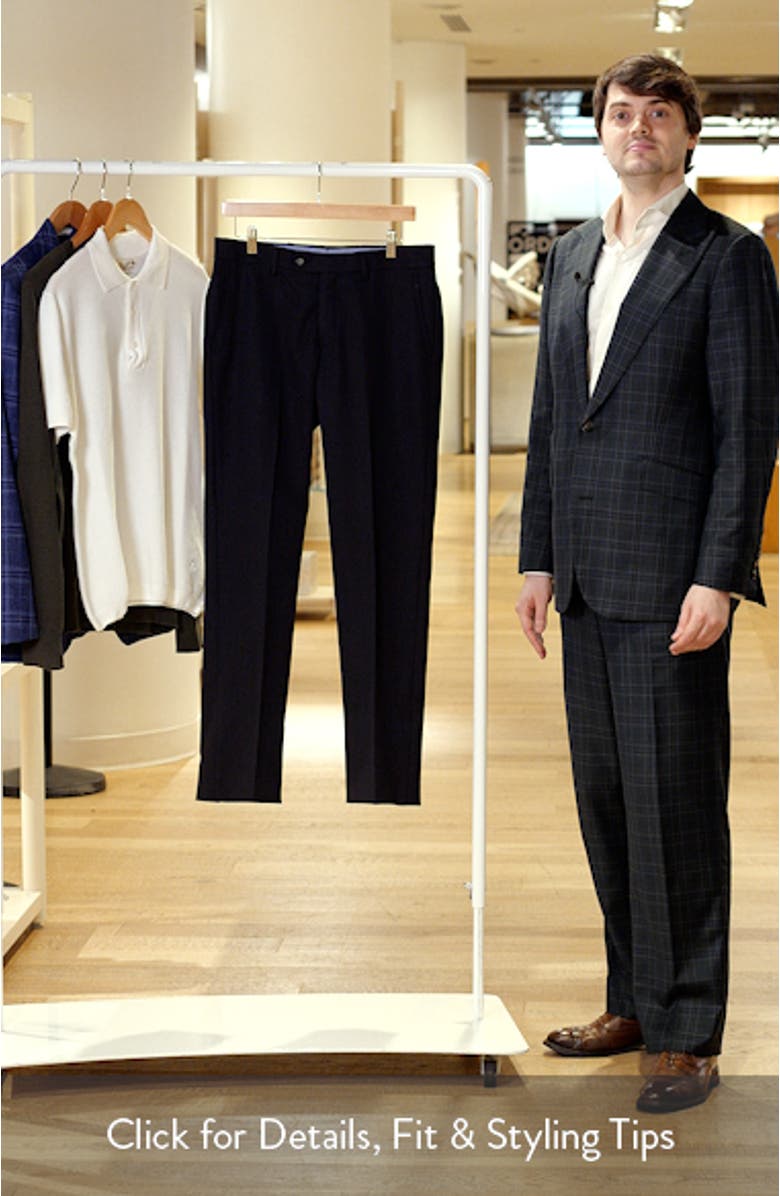 Slim Fit Flat Front Charcoal Grey Super 100s Wool Dress Pants, sales video thumbnail