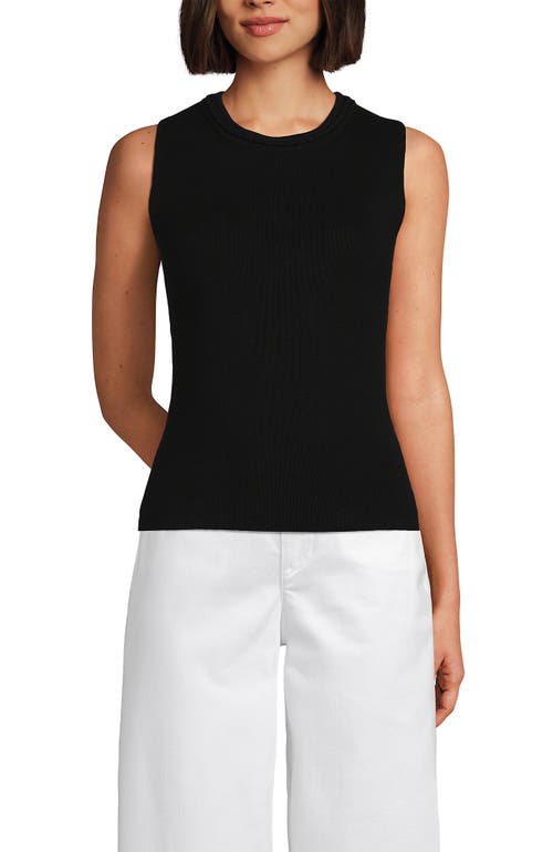 LANDS' END LANDS' END COTTON VISCOSE BRAIDED NECK TANK SWEATER