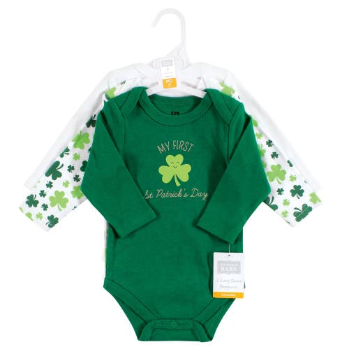 Hudson Baby Infant Breathable Cotton Long-sleeve Bodysuit Bundle 3 Count In Multi