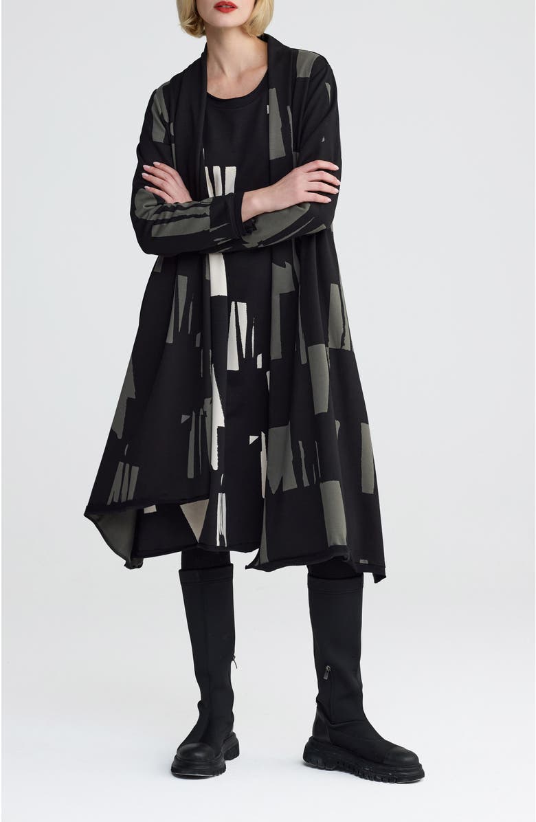 LUUKAA Aqualina Printed Jersey Duster, Alternate, color, Khaki Black