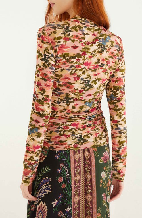 Farm Rio Ikat Tiny Flowers Jersey Top In Multi