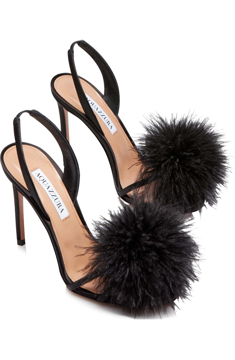 Aquazzura Boudoir Ostrich Feather Sandal, Alternate, color,