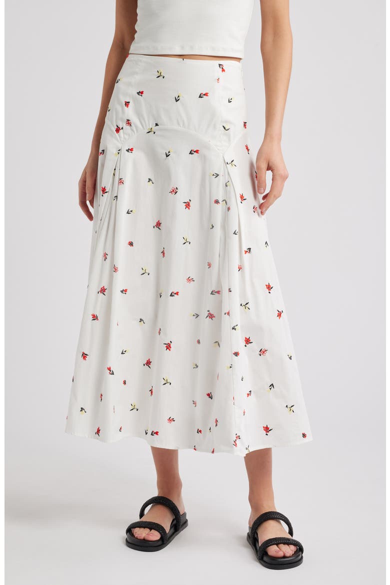 The Gael Embroidered Midi Skirt, Main, color, BRULE