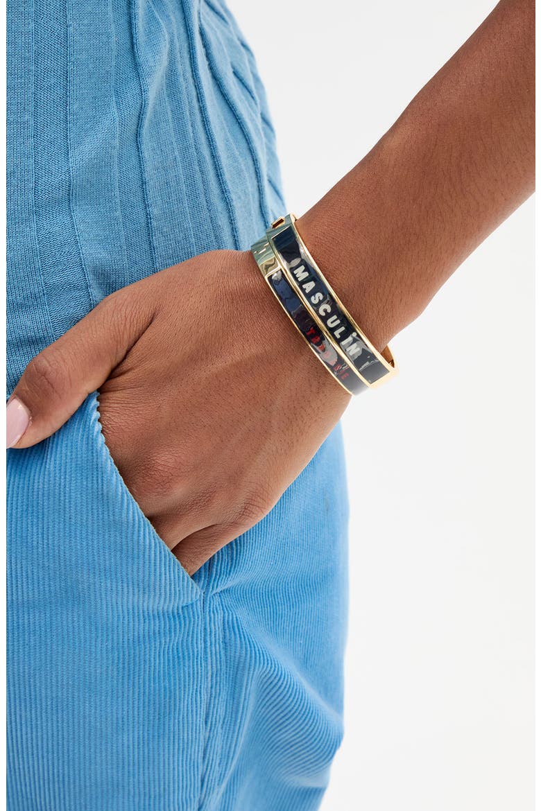 Masculin Féminin Enamel Bangle, Alternate, color, CREAM/ BLACK