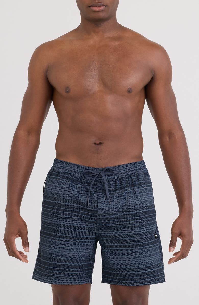 SAXX Sea to Shore 2N1 6-Inch Volley Swim Trunks, Main, color, Agitated Stripe-Indigo