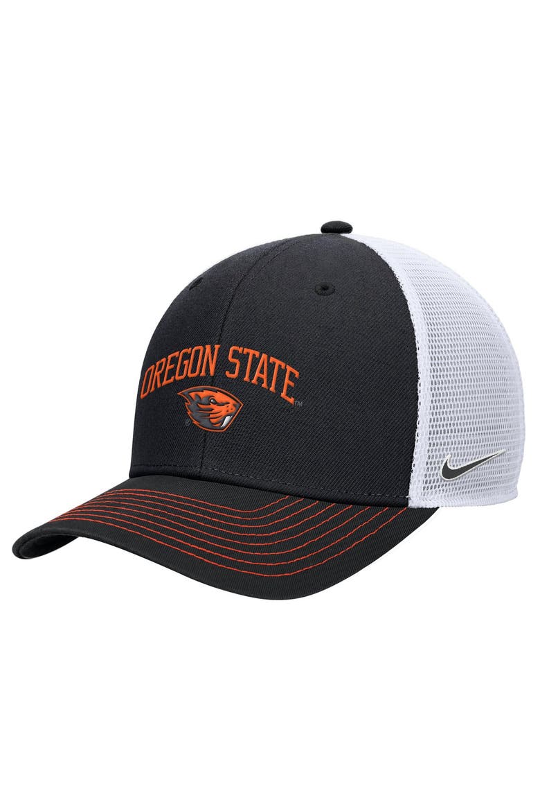 Men's Nike Black Oregon State Beavers Rise Adjustable Trucker Hat, Main, color, Black