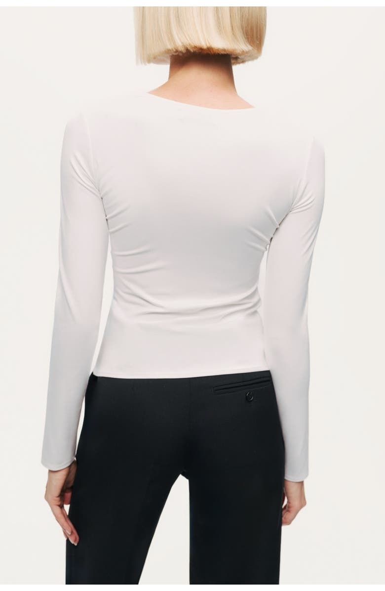 Nocturne Draped Detail Long Sleeve Top, Alternate, color, Ivory