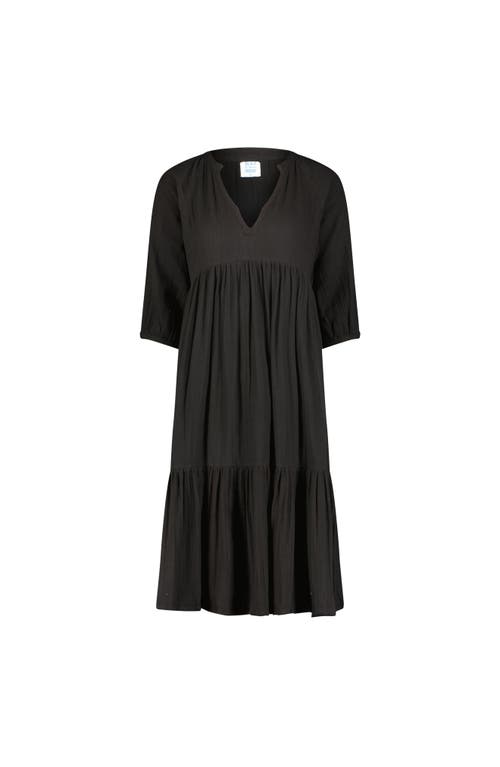 Mer St. Barth Martine Popover Dress In Black Cotton Gauze