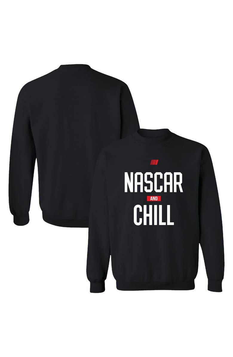 CHECKERED FLAG Men's Checkered Flag Sports Black NASCAR and Chill Pullover Sweatshirt, Main, color, Black