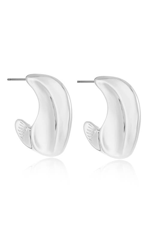 Ettika Wavy Crescent Hoop Earrings In Silver