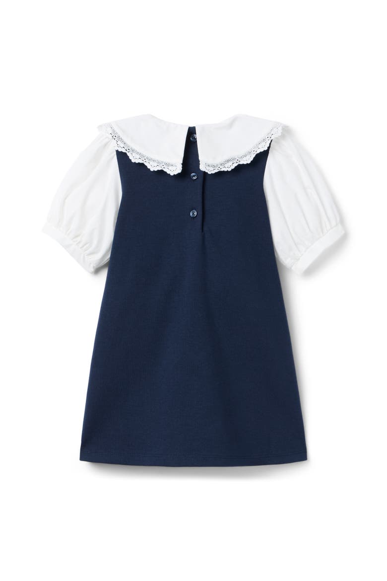 Lace Trim Collar Ponte Dress, Alternate, color, Blue