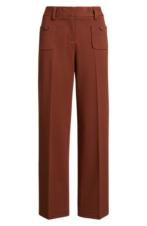 Tahari Asl Patch Pocket Straight Leg Pants In Brown