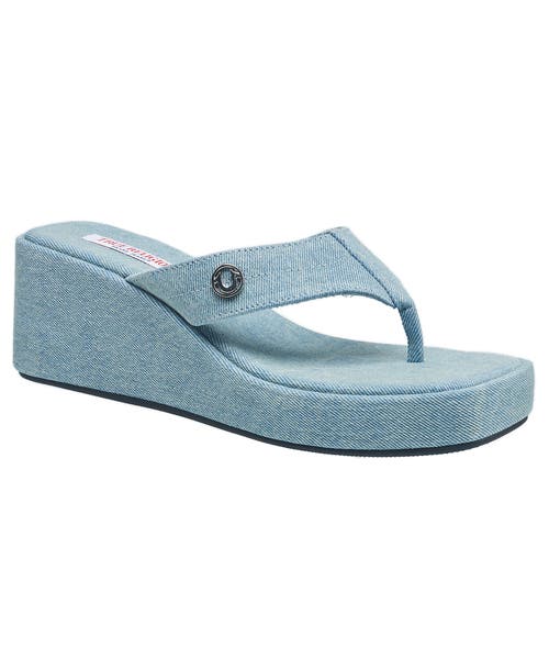 True Religion Latto Slip On Wedge Sandal In Blue