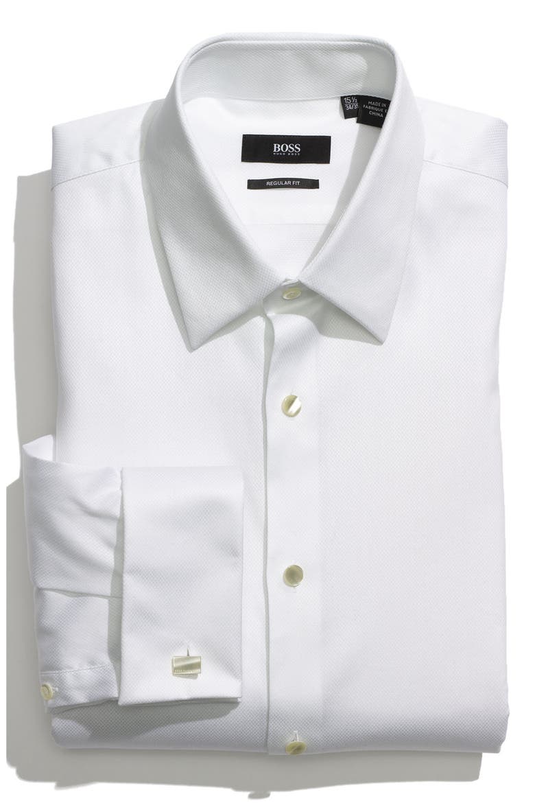'Emmery' US Regular Fit French Cuff Tuxedo Shirt, Main, color, WHITE