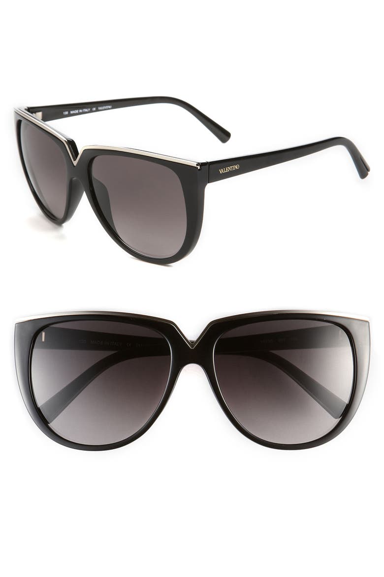 57mm Retro Sunglasses, Main, color, BLACK/ GREY GRADIENT