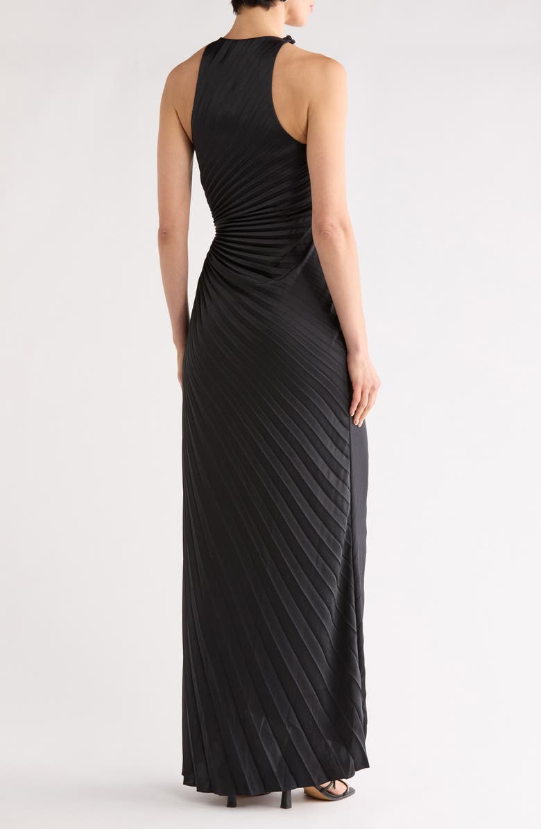 A.L.C. Reagan Sleeveless Pleated Satin Gown, Alternate, color, Black