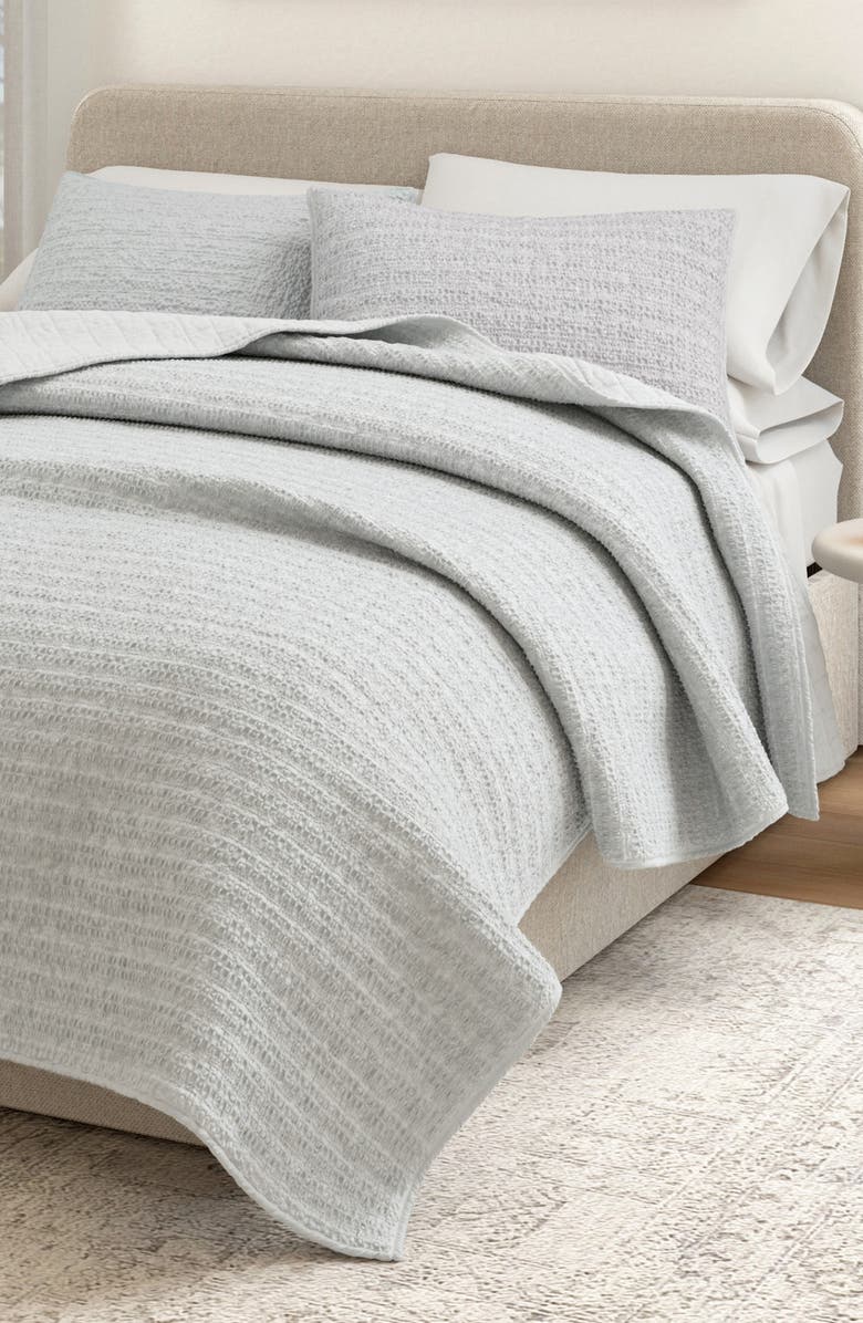 Woven & Weft Waffle Weave 3-Piece Quilt Set, Alternate, color, Light Grey