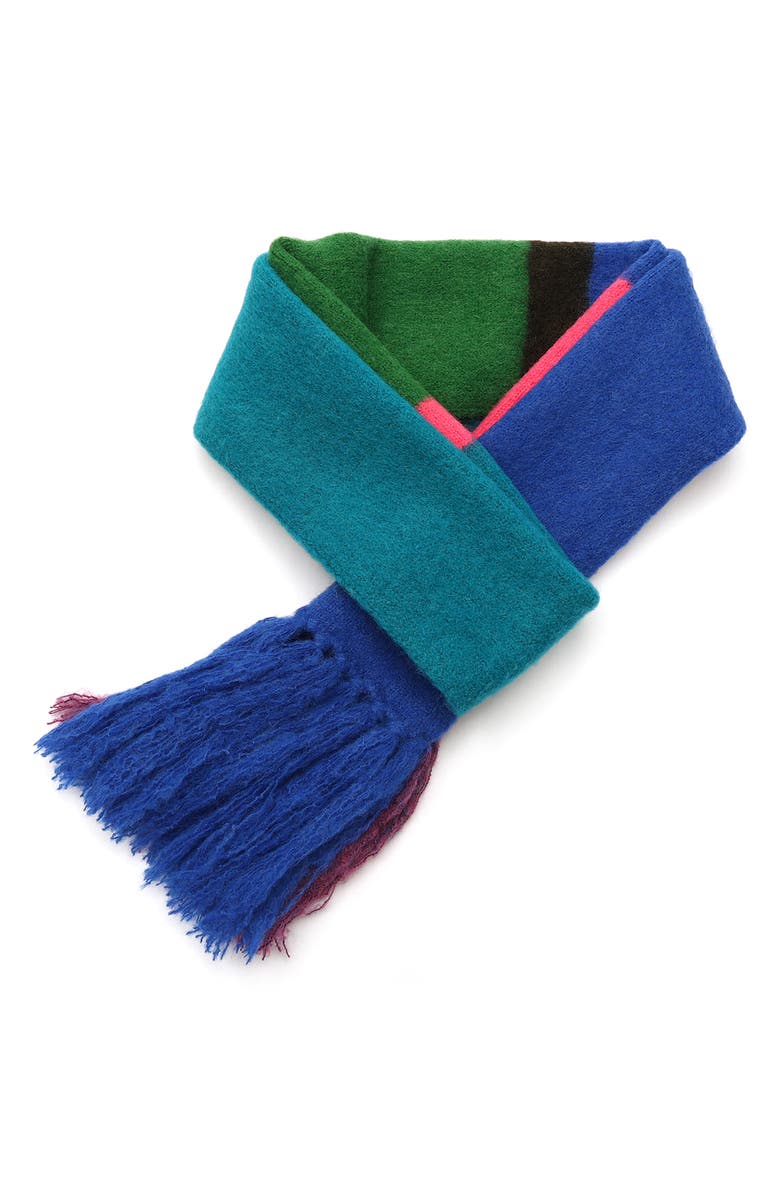 Kurt Geiger London Fuzzy Striped Long Scarf, Alternate, color, Classic Rainbow