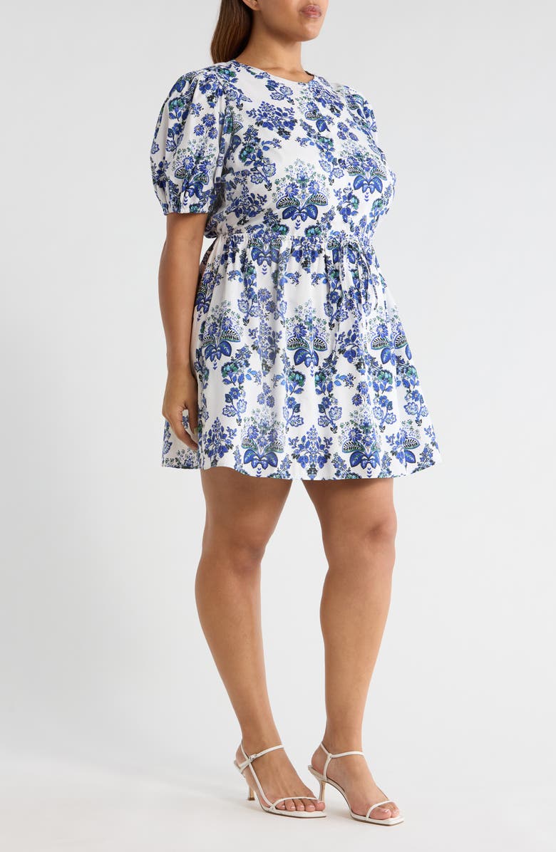 SUGARLIPS Viara Floral Alba Drawstring Waist Cotton Minidress, Alternate, color, 