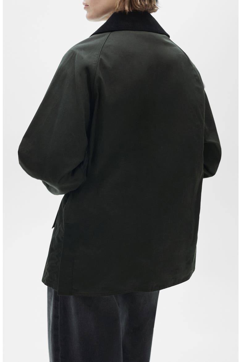 Corduroy Collar Waxed Effect Oversize Jacket, Alternate, color, KHAKI - BLACK