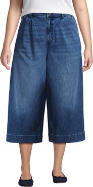 Lands' End Denim Mid Rise Wide Leg Culotte Jeans