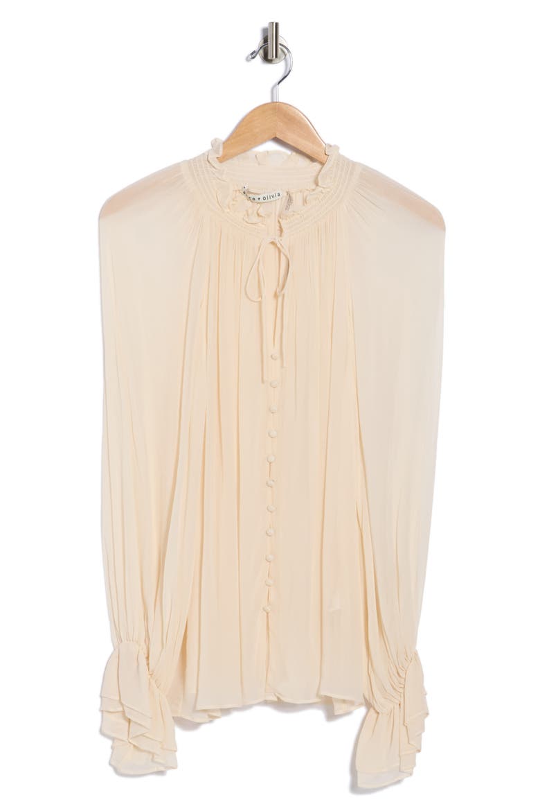 Josephine Tie Neck Top, Alternate, color, BISCOTTI