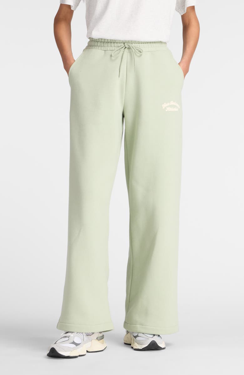 New Balance Linear Heritage Wide Leg Fleece Pants, Main, color, Green