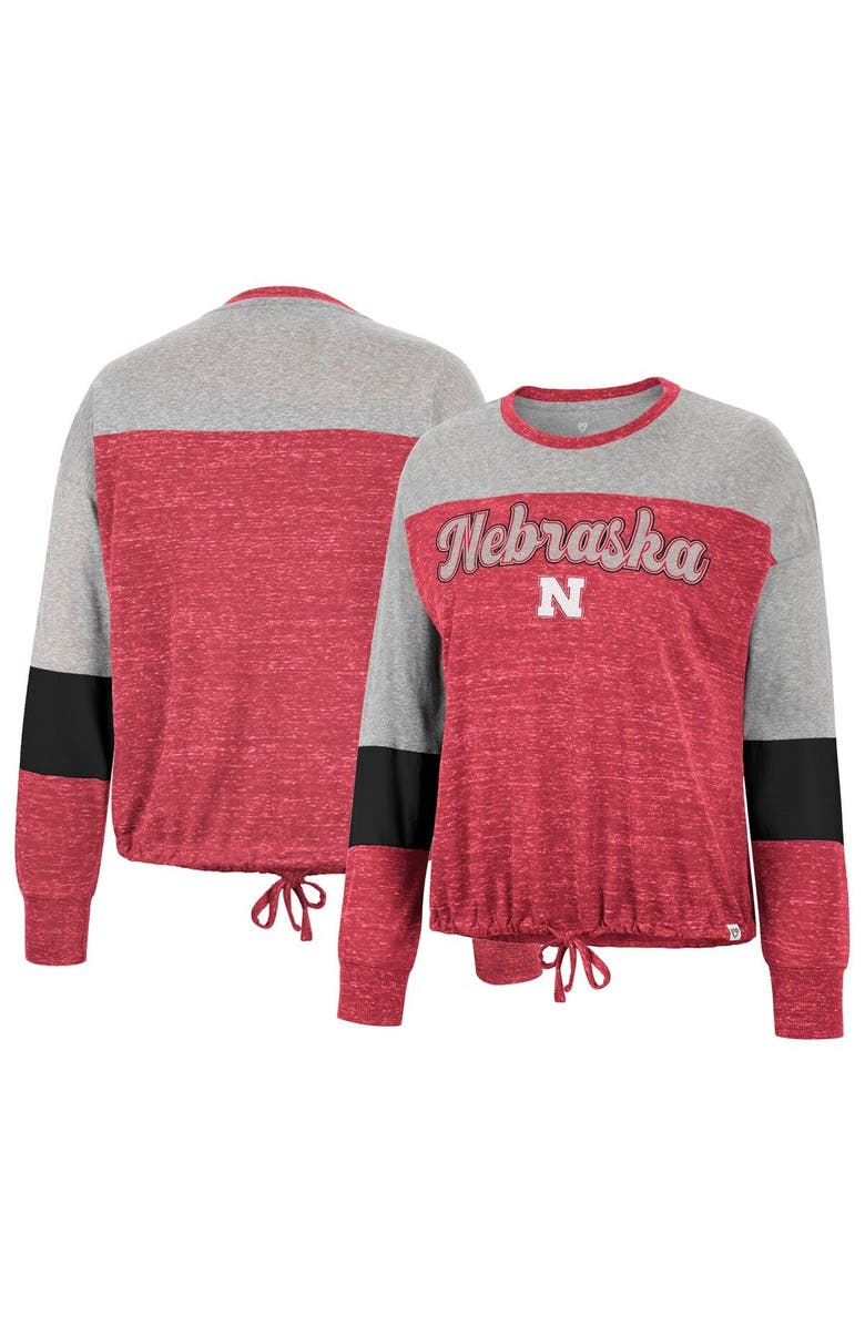 COLOSSEUM Women's Colosseum Scarlet Nebraska Huskers Joanna Tie Front Long Sleeve T-Shirt, Main, color, 