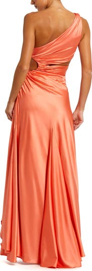 Cut Out One Shoulder Satin Gown