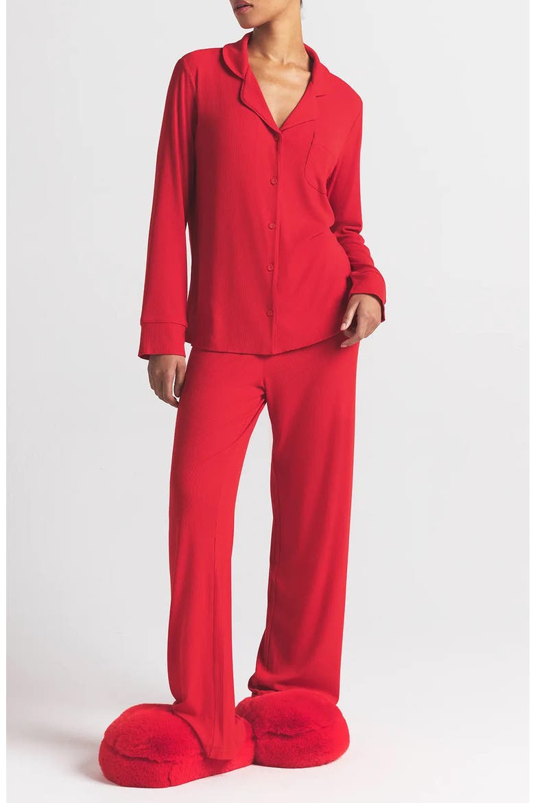 Soft Lounge Rib Sleep Set, Main, color, CHERRY