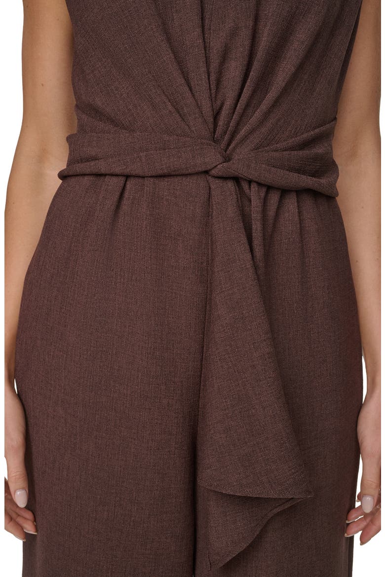 Twist Front Wide Leg Jumpsuit, Alternate, color, COFFEE BEAN