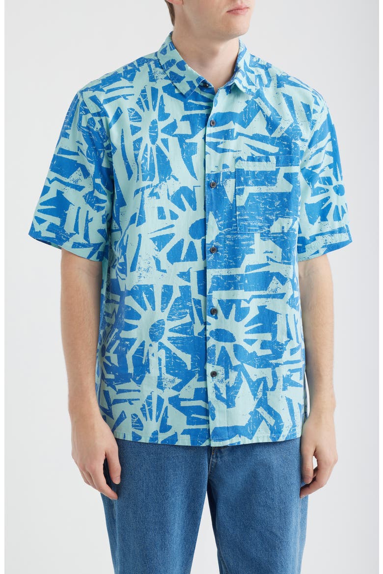 Liquid Trips Mason Short Sleeve Button-Up Shirt, Main, color, ROYAL BLUE