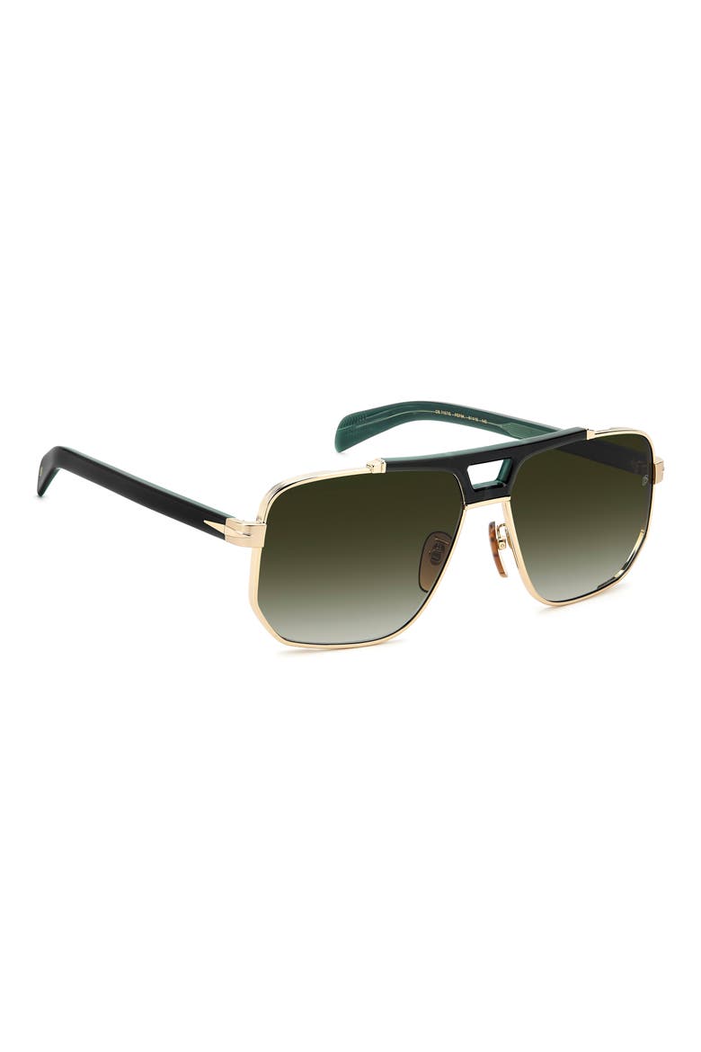 61mm Gradient Navigator Sunglasses, Alternate, color, GOLD GREEN/ GREEN SHADED