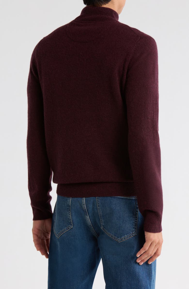 Nordstrom Cashmere Quarter Zip Sweater, Alternate, color, Burgundy Royale Heather
