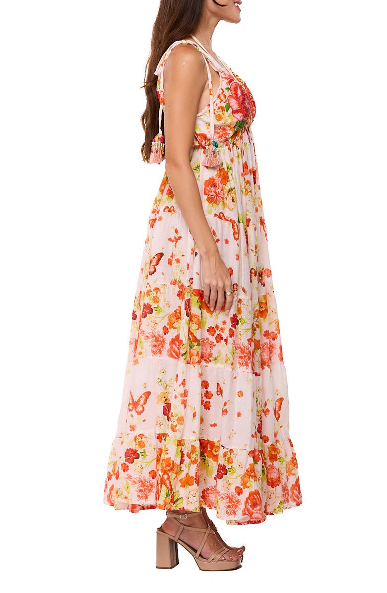 RANEES Floral Tiered Maxi Dress, Alternate, color, Orange