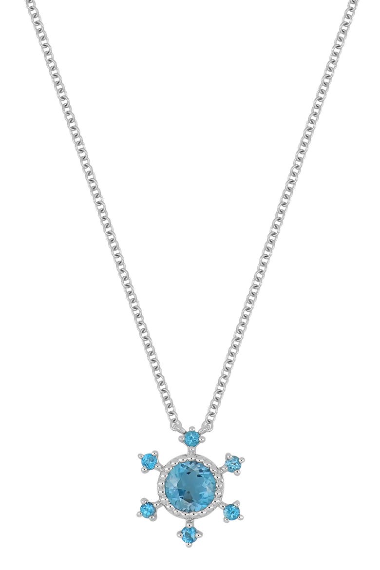14K White Gold London Blue Topaz Pendant Necklace, Main, color, 14KW